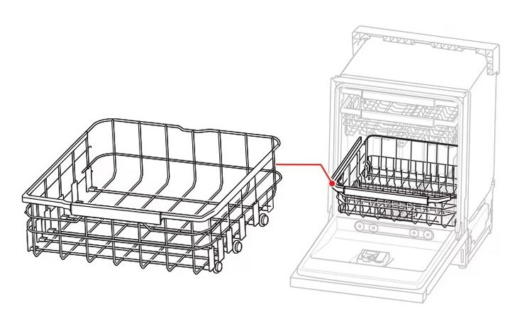 LG Dishwasher Lower Dishrack Assembly - AHB73129108, Replaces: AHB73129101