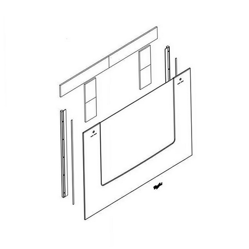 Whirlpool Range /Oven Lower Outer Door Glass (Stainless) - W10877566, Replaces: W10845037