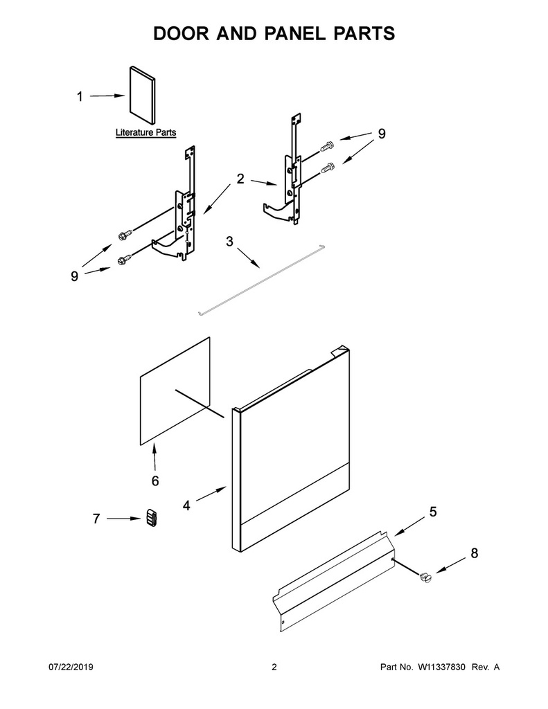 Whirlpool Dishwasher Exterior Door Panel (White) - WPW10274896, Replaces: W10274896