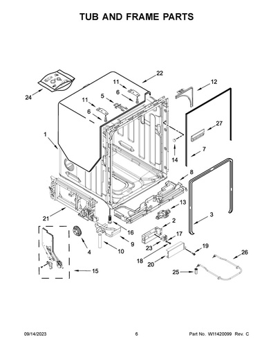 Whirlpool Dishwasher Tub Assembly - W11409866