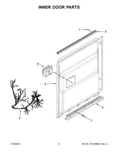 Whirlpool Dishwasher Inner Door Panel (Stainless) - W10908291, Replaces: W10712597
