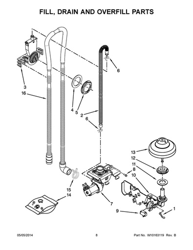 Whirlpool Dishwasher Drain Loop with Check Valve - WPW10358302, Replaces: 8269112