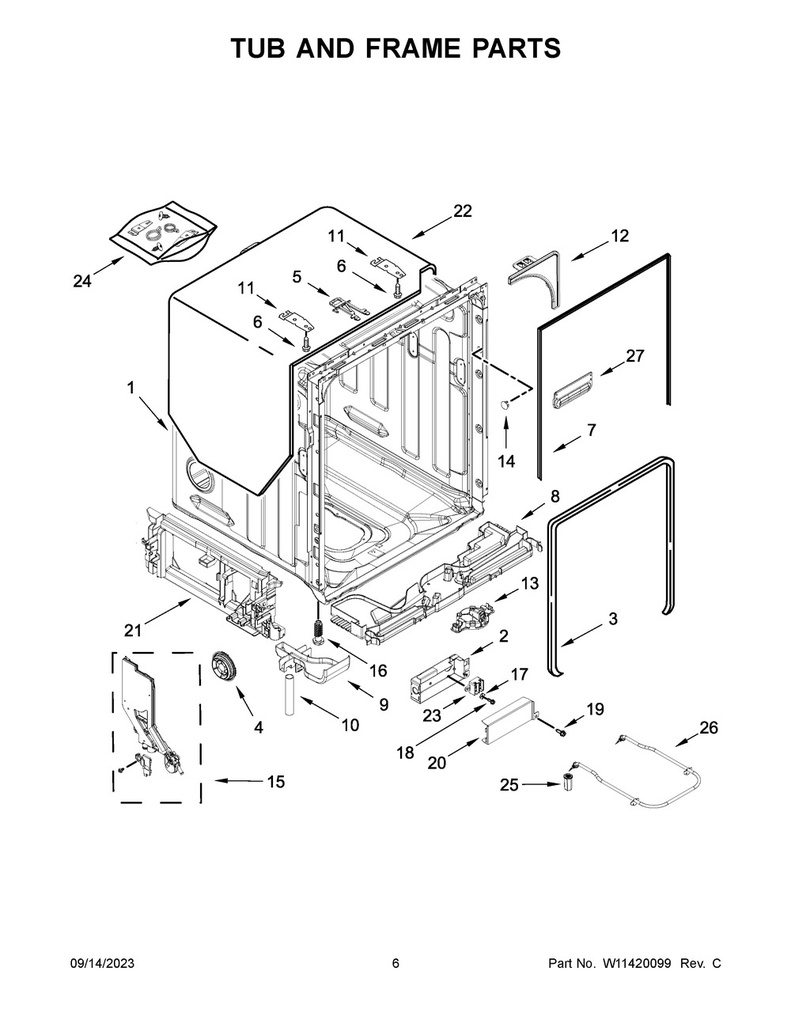 Whirlpool Dishwasher Heating Element - W11537778, Replaces: W11047695