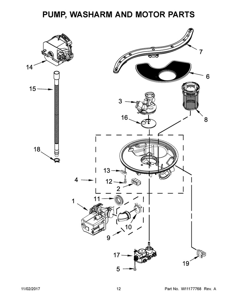 Whirlpool Dishwasher Sump Assembly - WPW10455268, Replaces: W10300747
