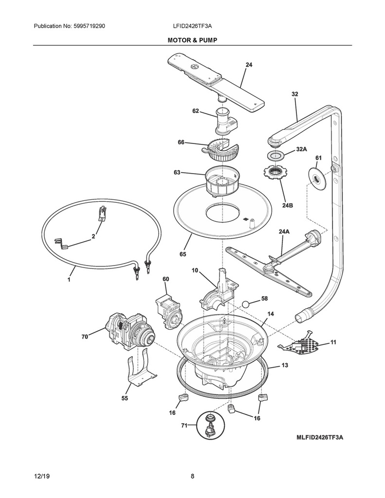 Frigidaire Dishwasher Lower Wash Arm Support - 5304518968, Replaces: 154252101