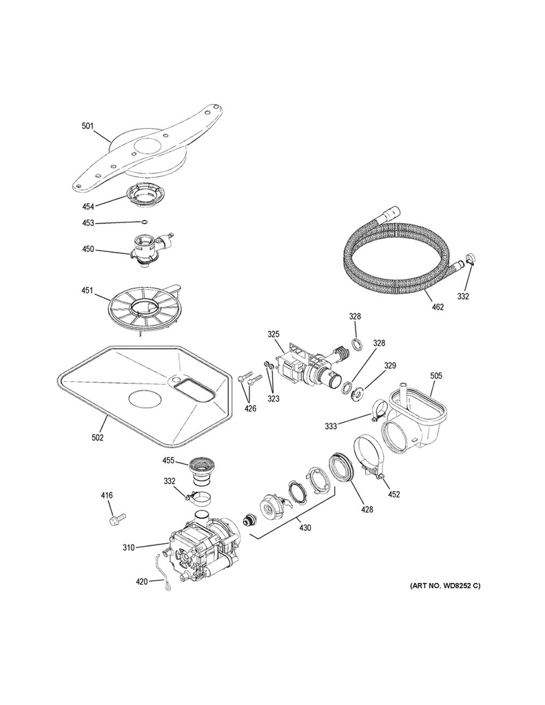 GE Dishwasher Sump Inlet - WG01L00290