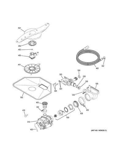 GE Dishwasher Sump Inlet - WG01L00290